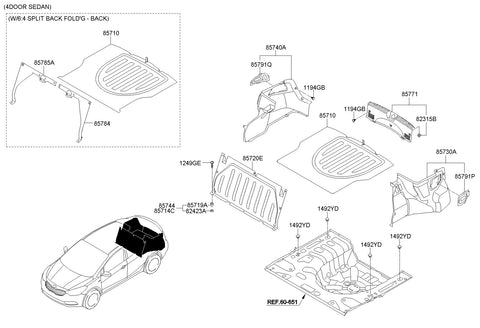 TRIM ASSY-LUGGAGE SIDE RH <br>85740-A7000WK, <br>85740A7000WK, <br>85740 A7000WK <br>(Original, New)