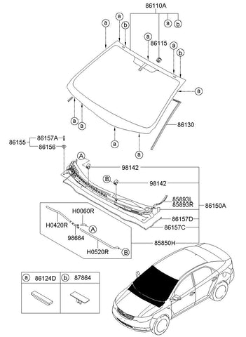 MOULDING-WINDSHIELD GLASS <br>86130-1M001, <br>861301M001, <br>86130 1M001 <br>(Original, New)