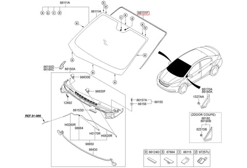 MOULDING-W/SHLD GLASS 86130-A7000 (Original, New)