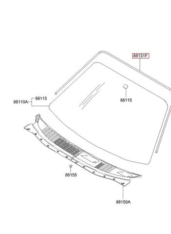 MOULDING-W/SHLD GLASS 86131-2C000 (Original, New)