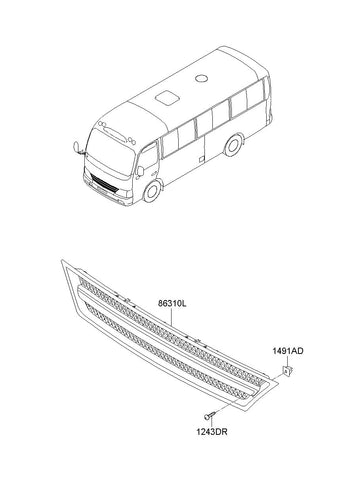 GRILLE ASSY-FRONT RADIATOR <br>86310-58000, <br>8631058000, <br>86310 58000 <br>(Original, New)