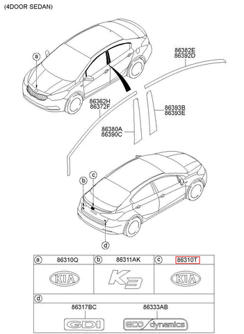 LOGO ASSY-KIA SUB 86310-A7000 (Original, New)