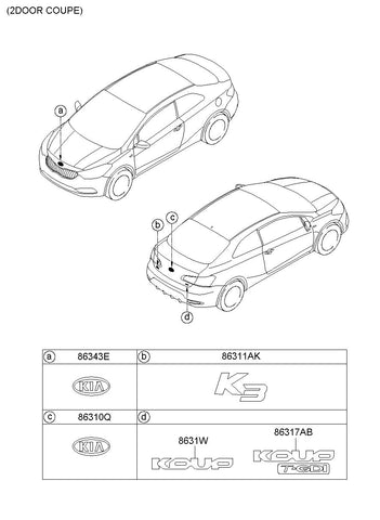 EMBLEM-COUPE <br>86312-A7200, <br>86312A7200, <br>86312 A7200 <br>(Original, New)