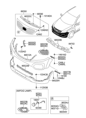 GRILLE ASSY-RADIATOR <br>86350-2P510, <br>863502P510, <br>86350 2P510 <br>(Original, New)