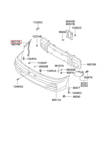 BRACKET-FR BUMPER SIDE,LH 86513-A9000 (Original, New)