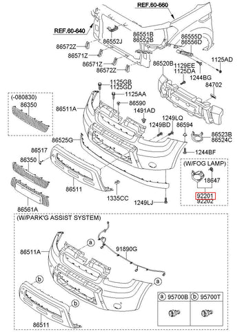 LAMP ASSY-FR FOG LH 92201-2K000 (Original, New)