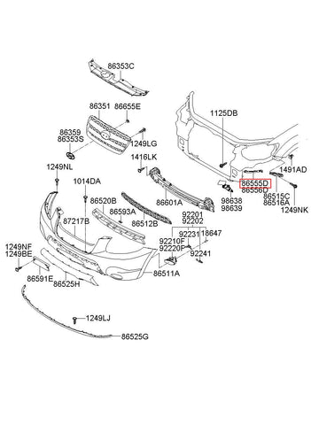 BRACKET-FR BUMPER SIDE SUPT,LH 86555-D3000 (Original, New)