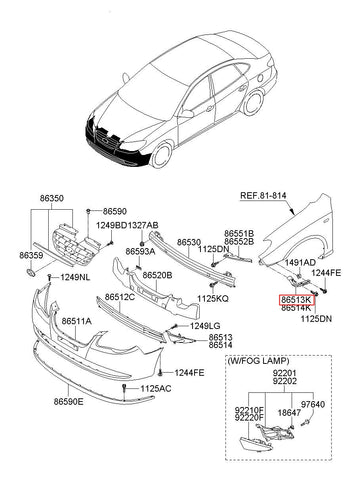 BRACKET-FR BUMPER SIDE LH 86513-C1000 (Original, New)