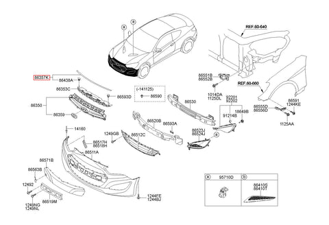 STRIP ASSY-FR BUMPER UPR 86357-2M300 (Original, New)