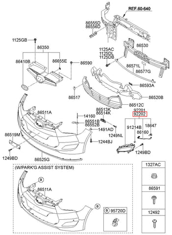 LAMP ASSY-FR FOG RH 92202-2V010 (Original, New)