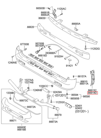 BRACKET ASSY-RR BUMPER SIDE MT 86614-4A400 (Original, New)