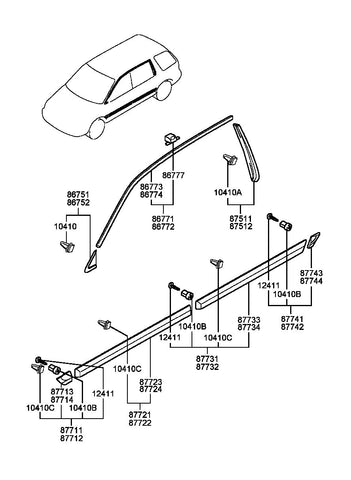 GARNISH ASSY-RR DR LH <br>87731-M2010, <br>87731M2010, <br>87731 M2010 <br>(Original, New)