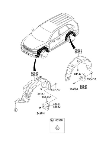 GUARD ASSY-FRONT WHEELRH <br>86820-2P000, <br>868202P000, <br>86820 2P000 <br>(Original, New)