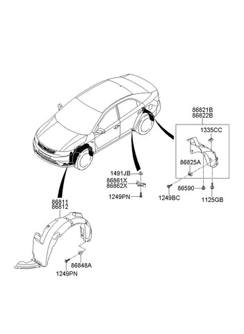 GUARD ASSY-REAR WHEELRH <br>86822-1Q000, <br>868221Q000, <br>86822 1Q000 <br>(Original, New)