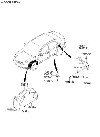 GUARD ASSY-FRONT WHEELRH <br>86812-1M000, <br>868121M000, <br>86812 1M000 <br>(Original, New)