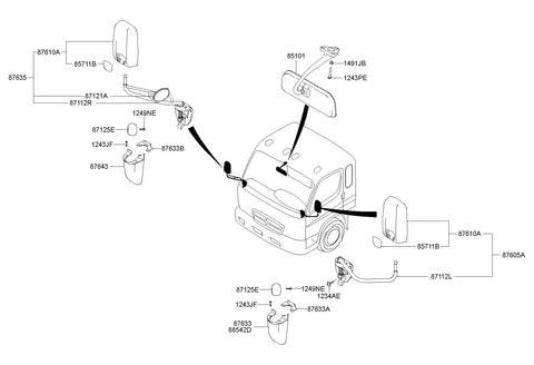 MIRROR ASSY-OUTSIDE RR VIEWRH <br>87690-5K100, <br>876905K100, <br>87690 5K100 <br>(Original, New)