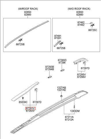 COVER-ROOF RACK FR LH 87291-2E000ZI (Original, New)