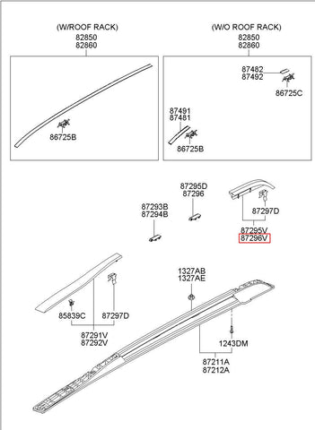 COVER-ROOF RACK RR RH 87298-2E000ZI (Original, New)