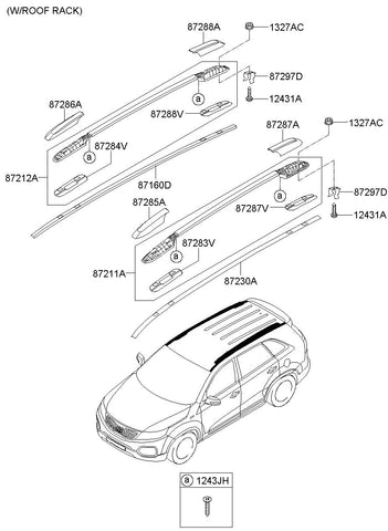 COVER-ROOF RACK RR RH <br>87262-2P000FBM, <br>872622P000FBM, <br>87262 2P000FBM <br>(Original, New)