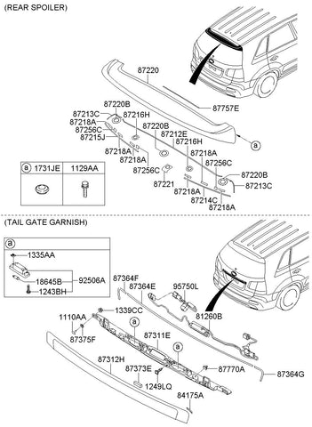 GARNISH-TAIL GATEUPR <br>87311-2P000, <br>873112P000, <br>87311 2P000 <br>(Original, New)