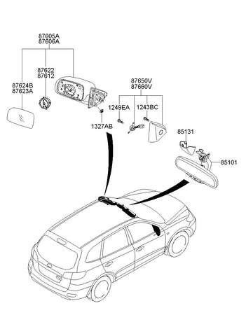 MIRROR ASSY-OUTSIDE RR VIEWLH <br>87610-2B0105J, <br>876102B0105J, <br>87610 2B0105J <br>(Original, New)