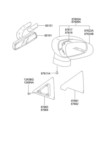 MIRROR & HOLDER ASSY-O/S RR VIEWLH <br>87607-39050, <br>8760739050, <br>87607 39050 <br>(Original, New)