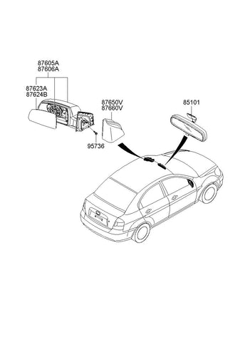 MIRROR ASSY-OUTSIDE RR VIEWLH <br>87610-1E1303E, <br>876101E1303E, <br>87610 1E1303E <br>(Original, New)