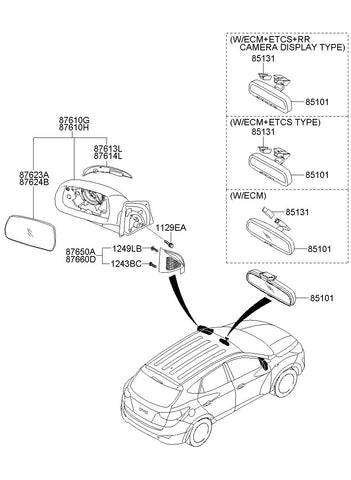 MIRROR ASSY-REAR VIEWLH <br>87610-2S100SN5, <br>876102S100SN5, <br>87610 2S100SN5 <br>(Original, New)