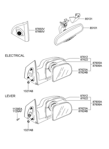 MIRROR ASSY-OUTSIDE RR VIEWLH <br>87610-2E350BW, <br>876102E350BW, <br>87610 2E350BW <br>(Original, New)