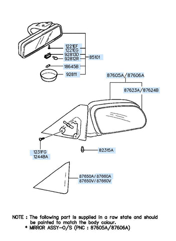 MIRROR ASSY-OUTSIDE RR VIEWLH <br>87610-02503, <br>8761002503, <br>87610 02503 <br>(Original, New)