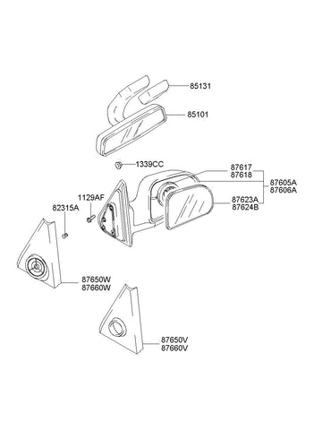 MIRROR & HOLDER ASSY-O/S RR VIEWLH <br>87611-26110, <br>8761126110, <br>87611 26110 <br>(Original, New)