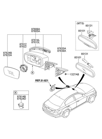 MIRROR ASSY-OUTSIDE RR VIEWLH <br>87610-3MAD0TZ, <br>876103MAD0TZ, <br>87610 3MAD0TZ <br>(Original, New)