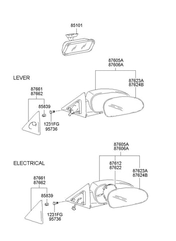 MIRROR & HOLDER ASSY-O/S RR VIEWLH <br>87611-25600, <br>8761125600, <br>87611 25600 <br>(Original, New)