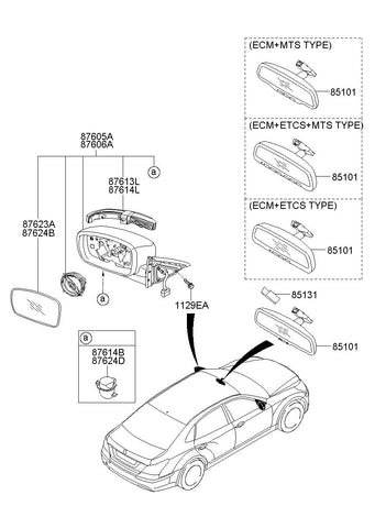 MIRROR ASSY-OUTSIDE RR VIEWLH <br>87610-3N520TB, <br>876103N520TB, <br>87610 3N520TB <br>(Original, New)