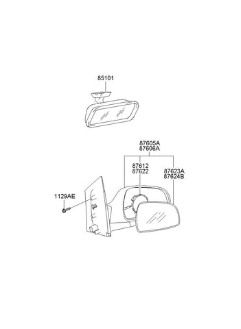 MIRROR & HOLDER ASSY-O/S RR VIEWLH <br>87611-17970, <br>8761117970, <br>87611 17970 <br>(Original, New)