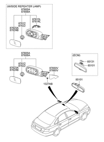 MIRROR ASSY-OUTSIDE RR VIEWLH <br>87610-3L908YDG, <br>876103L908YDG, <br>87610 3L908YDG <br>(Original, New)