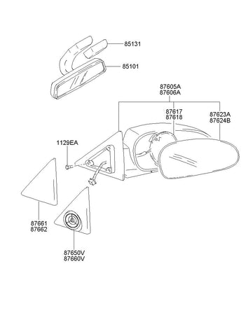 MIRROR ASSY-OUTSIDE RR VIEWRH <br>87606-38420, <br>8760638420, <br>87606 38420 <br>(Original, New)