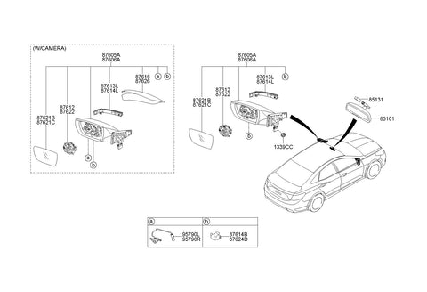 MIRROR ASSY-OUTSIDE RR VIEWRH <br>87620-3V640Y7S, <br>876203V640Y7S, <br>87620 3V640Y7S <br>(Original, New)