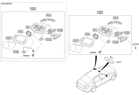 MIRROR ASSY-OUTSIDE RR VIEWLH <br>87610-B1000V6S, <br>87610B1000V6S, <br>87610 B1000V6S <br>(Original, New)