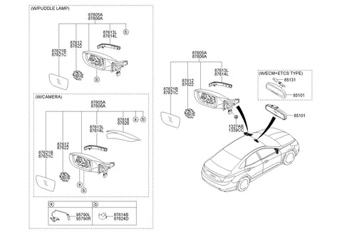 MIRROR ASSY-OUTSIDE RR VIEWRH <br>87620-3V640VR5, <br>876203V640VR5, <br>87620 3V640VR5 <br>(Original, New)