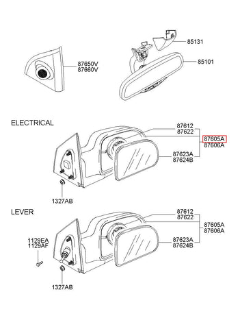 MIRROR ASSY-O/S REAR VIEW,LH 87610-2E370 (Original, New)