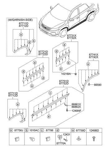 GARNISH ASSY-FRT DR SIDELH <br>87721-2P000, <br>877212P000, <br>87721 2P000 <br>(Original, New)