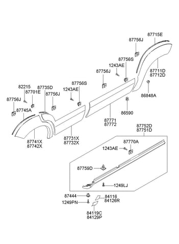 GARNISH ASSY-RR DR SIDE LH <br>87731-2E001YK, <br>877312E001YK, <br>87731 2E001YK <br>(Original, New)