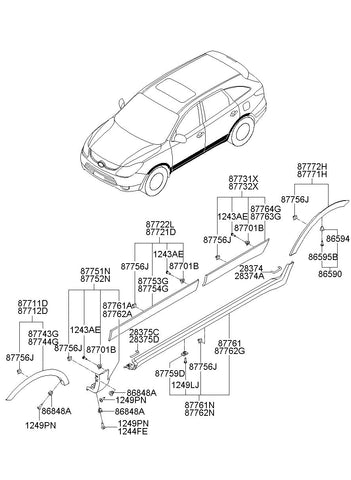 GARNISH-REAR DOOR SIDELH <br>87733-3J000, <br>877333J000, <br>87733 3J000 <br>(Original, New)