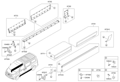 MOULDING ASSY-SIDE SILL RRLH <br>87713-4H000GF, <br>877134H000GF, <br>87713 4H000GF <br>(Original, New)