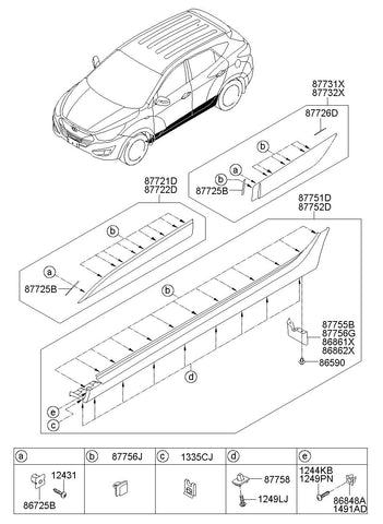 GARNISH ASSY-RR DR SIDE LH <br>87731-2S000, <br>877312S000, <br>87731 2S000 <br>(Original, New)