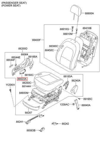 SWITCH ASSY-POWER FR SEAT RH 88621-3J000 (Original, New)