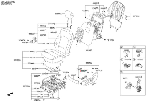 SWITCH ASSY-POWER FR SEAT LH 88540-2W100 (Original, New)