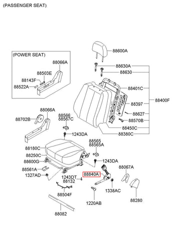 BUCKLE ASSY-FR S/BELT RH 88840-3K030QS (Original, New)