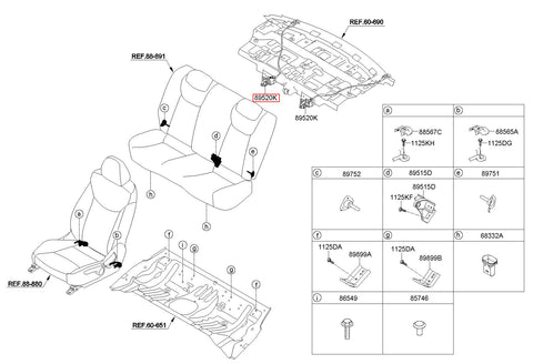 LATCH ASSY-RR SEAT RH 89740-3X000 (Original, New)